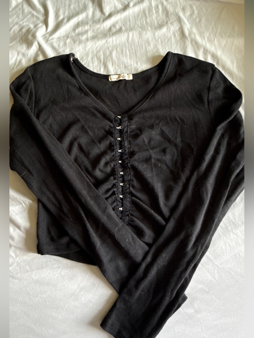 Heart & Hips Black Long Sleeve Lace-Up Top